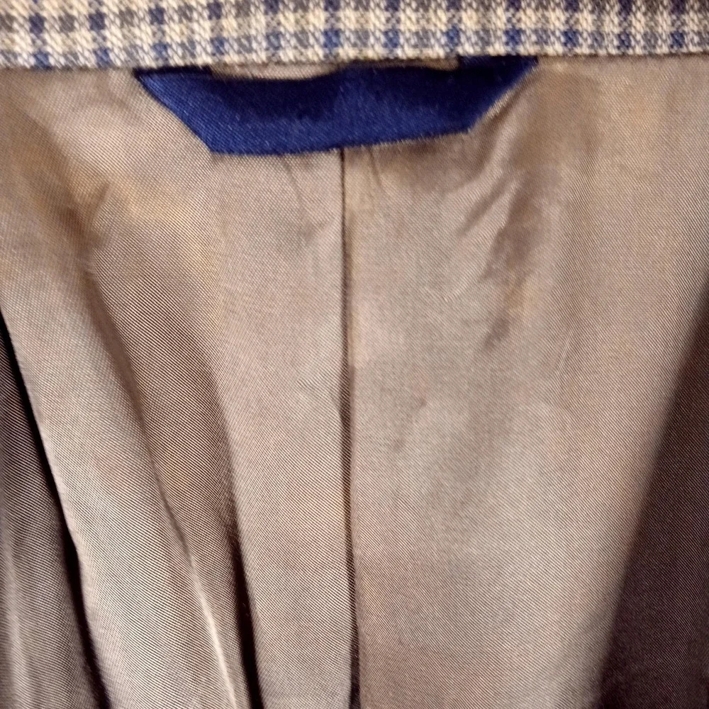 Burberrys of London Vintage Mens Blazer 46 Long Brown‎ Wool Cambridge Check 90s
